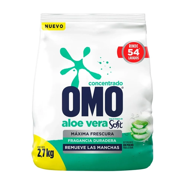 DETERGENTE OMO EN POLVO SOFT ALOE VERA BOLSA 2,7 KG – UN