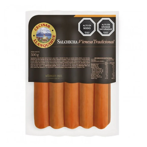 SALCHICHAS TRADICIONAL LLANQUIHUE 500 GR UN