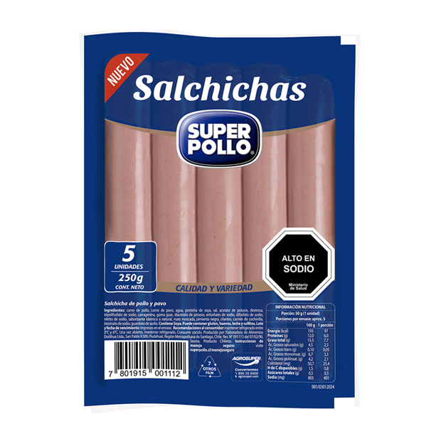 SALCHICHA DE POLLO SUPER POLLO 5 UND