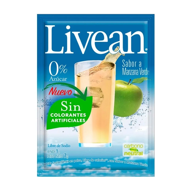 JUGOS POLVO MANZANA VERDE LIVEAN 7 GR UN