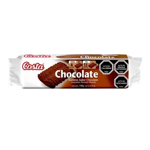 [62034] GALLETA SABOR CHOCOLATE COSTA 140 GR UND